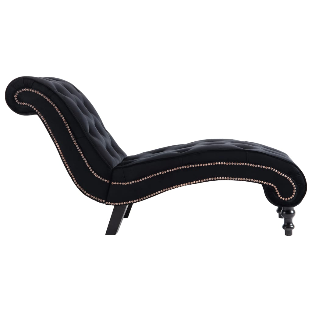 Chaise Longue Fluweel Zwart