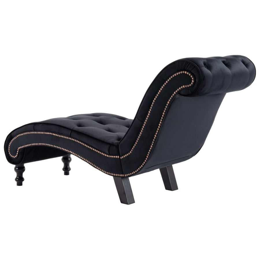 Chaise Longue Fluweel Zwart