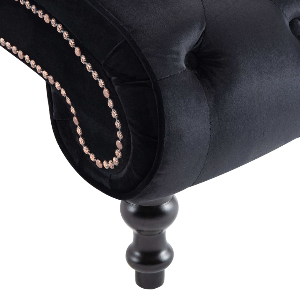 Chaise Longue Fluweel Zwart
