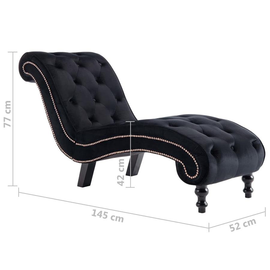 Chaise Longue Fluweel Zwart