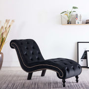 Chaise longue fluweel 145x52x77 cm zwart