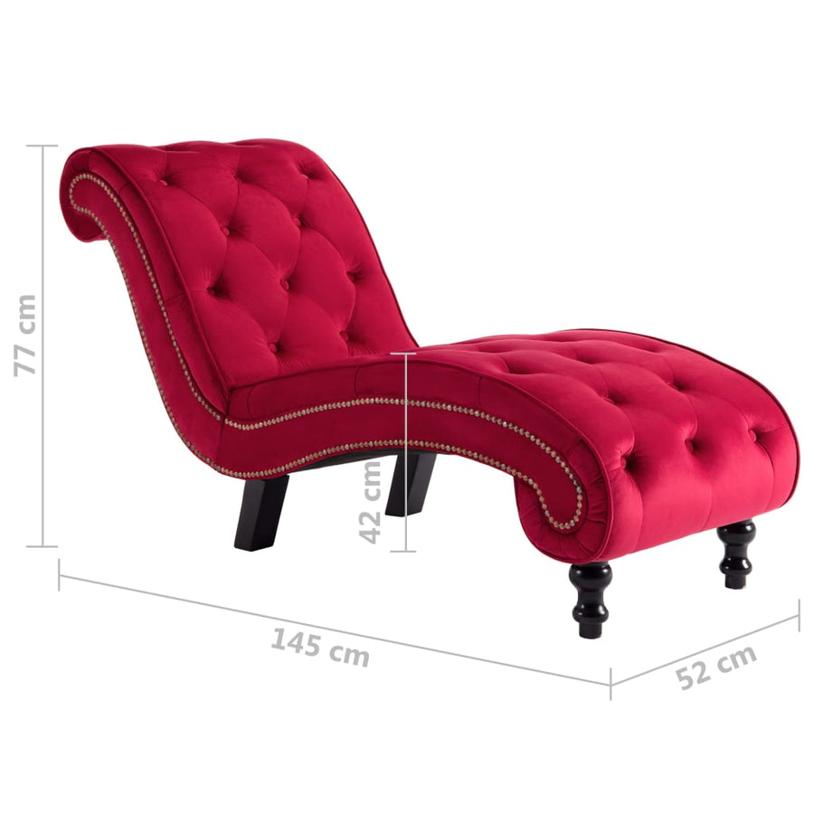 Chaise Longue Fluweel Rood