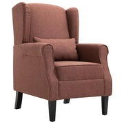Fauteuil stof bruin 68x73x101 cm massief eikenhouten poten