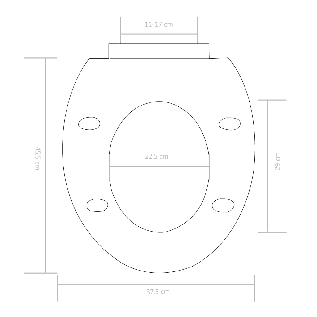 Toiletbril soft-close met quick-release ontwerp zwart 45.5 x 37.5 cm Zwart