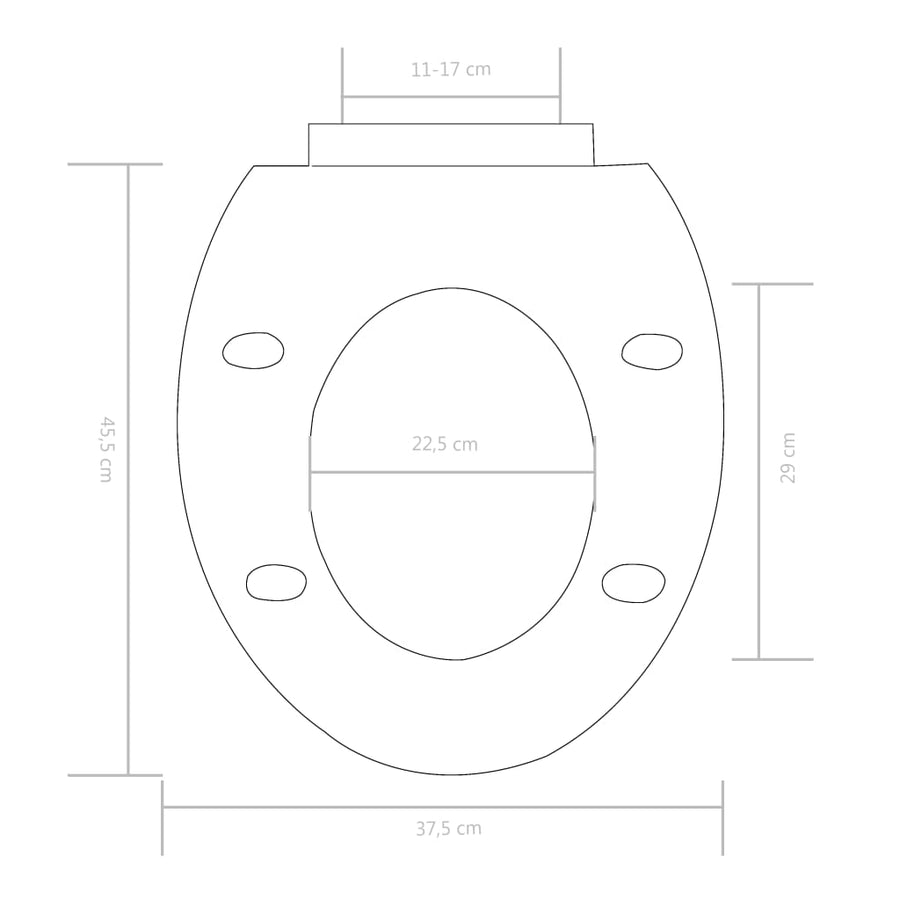 Toiletbril soft-close met quick-release ontwerp zwart 45.5 x 37.5 cm Zwart