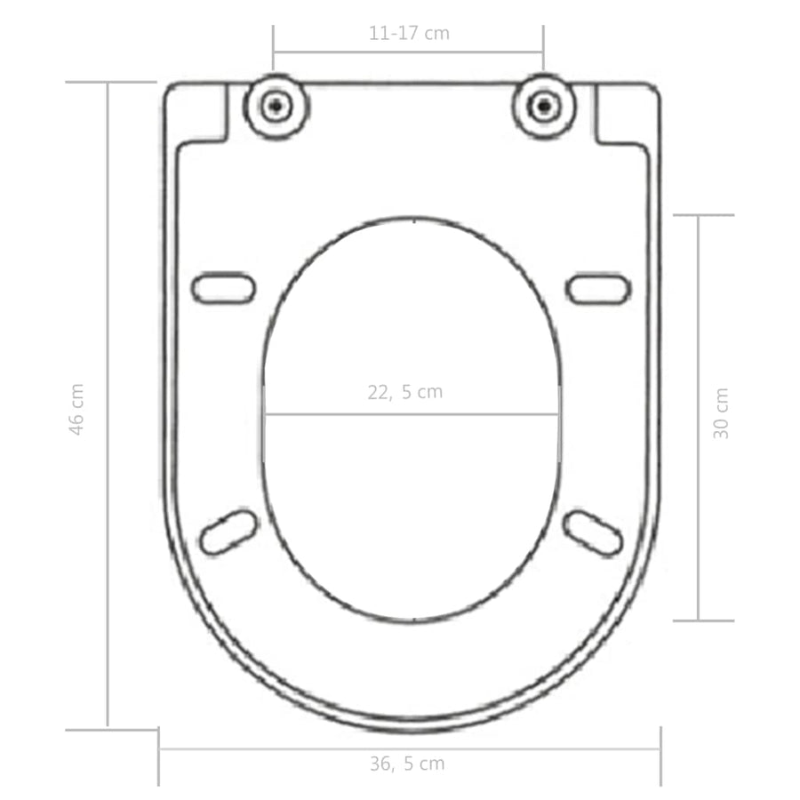 Toiletbril soft-close met quick-release ontwerp zwart 46 x 36.5 cm(110 - 170 mm) Zwart