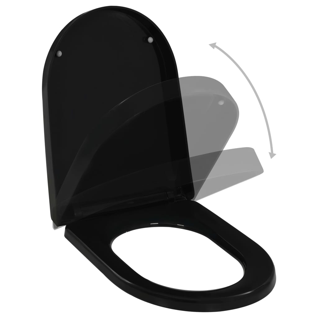 Toiletbril soft-close met quick-release ontwerp zwart 46 x 36.5 cm(140 - 200 mm) Zwart