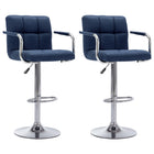 Barkruk stof blauw 53x52x(92-112) cm