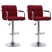 Bar stools 2 pc fabric wine red