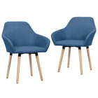Eetkamerstoelen stof blauw set 2
