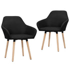 Eetkamerstoelen stof zwart set van 2