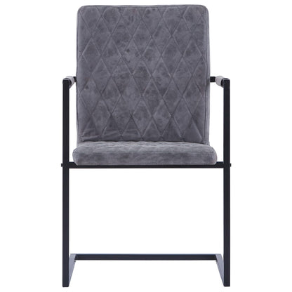 Eetkamerstoelen Kunstleer 2 Donkergrijs Ruitpatroon