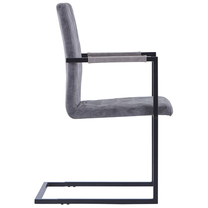 Eetkamerstoelen Kunstleer 2 Donkergrijs Ruitpatroon