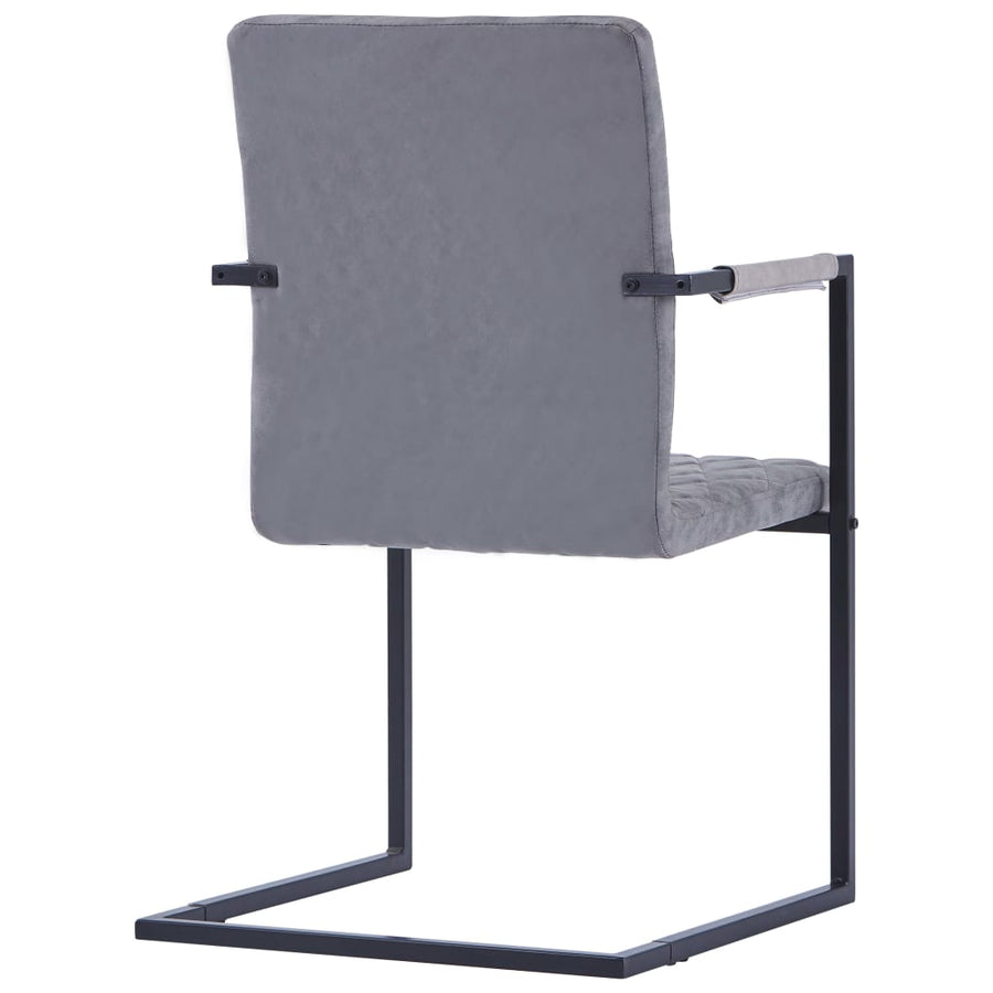 Eetkamerstoelen Kunstleer 2 Donkergrijs Ruitpatroon