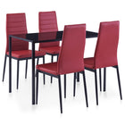 Eetkamerset 5-delig wijnrood 105x60x74 cm