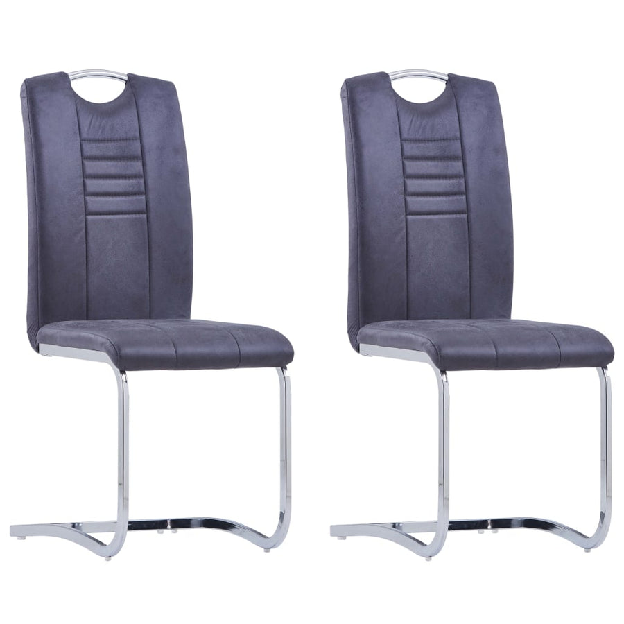 Eetkamerstoelen Kunstsuède 2 Grijs