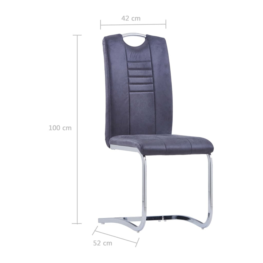 Eetkamerstoelen Kunstsuède 2 Grijs