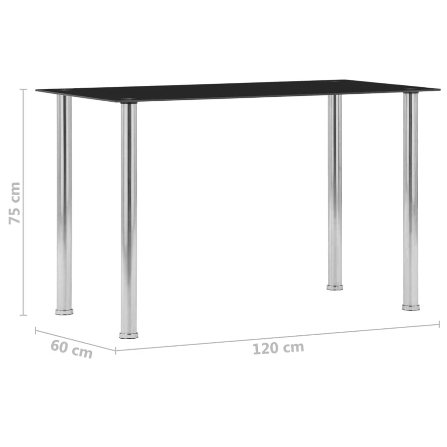 Eettafel 120X60X75 Cm Gehard Glas Zwart 120 x 60 x 75 cm