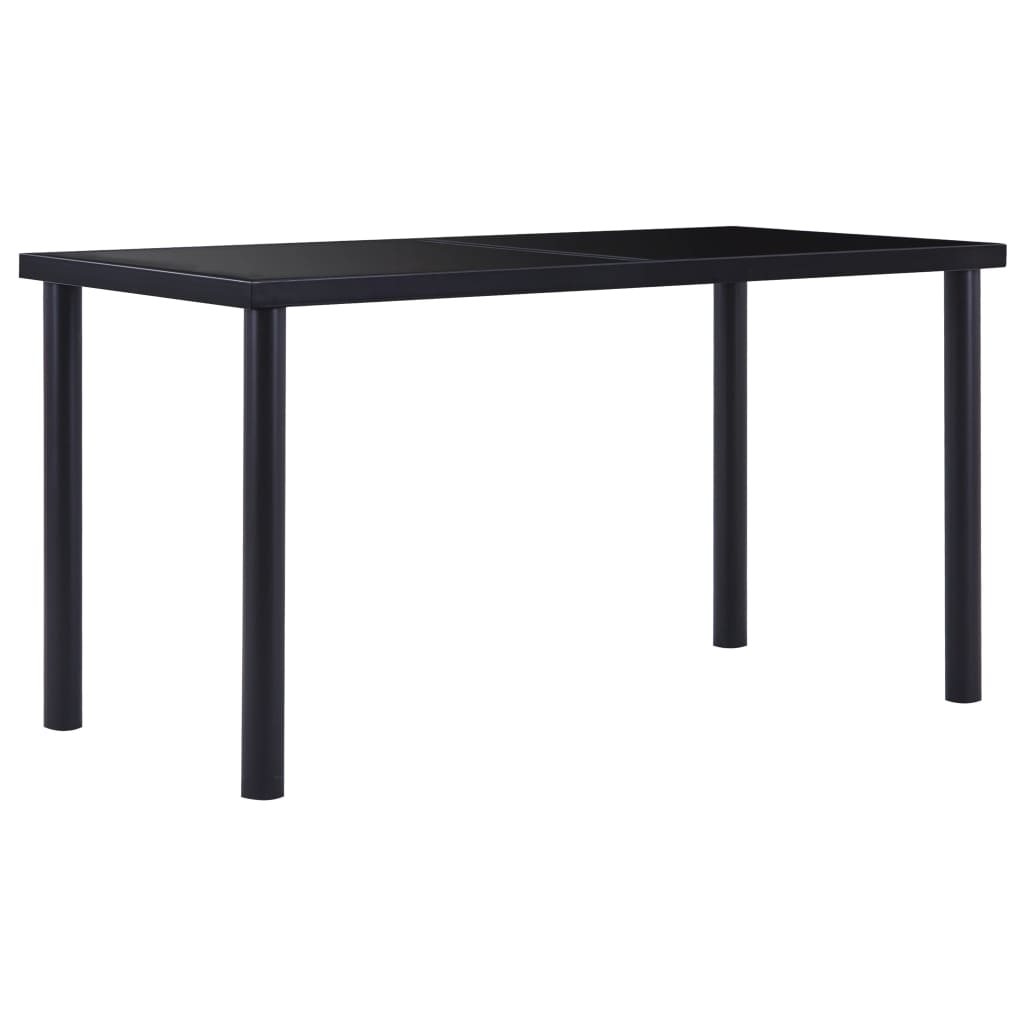 Eettafel 140x70x75 cm gehard glas zwart 140 x 70 x 75 cm