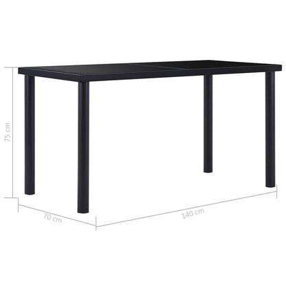 Eettafel 140x70x75 cm gehard glas zwart 140 x 70 x 75 cm