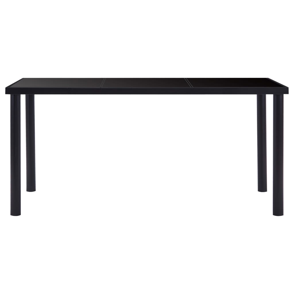 Eettafel 160x80x75 cm gehard glas zwart 160 x 80 x 75 cm