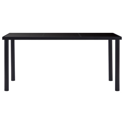 Eettafel 160x80x75 cm gehard glas zwart 160 x 80 x 75 cm