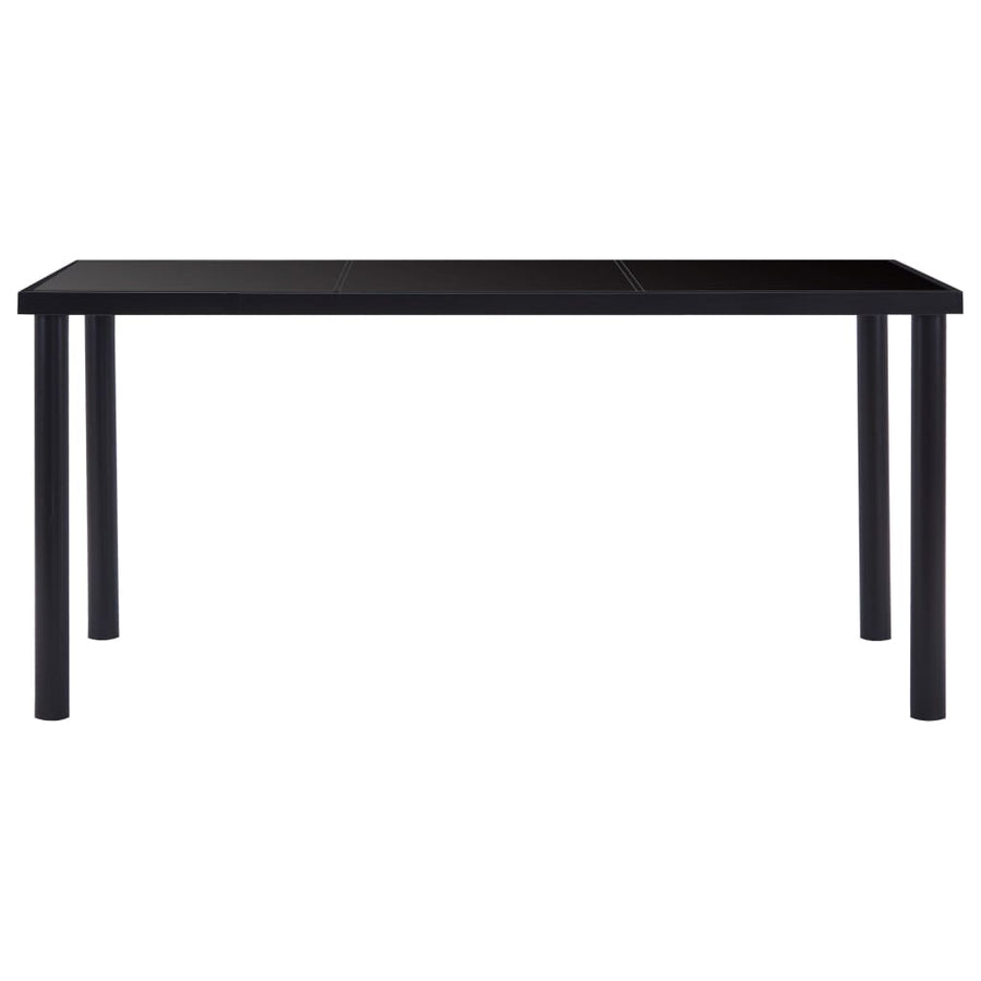 Eettafel 160x80x75 cm gehard glas zwart 160 x 80 x 75 cm