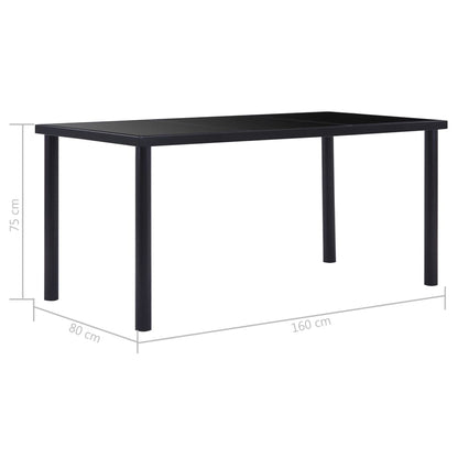 Eettafel 160x80x75 cm gehard glas zwart 160 x 80 x 75 cm