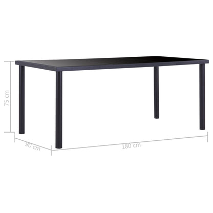 Eettafel 180x90x75 cm gehard glas zwart 180 x 90 x 75 cm