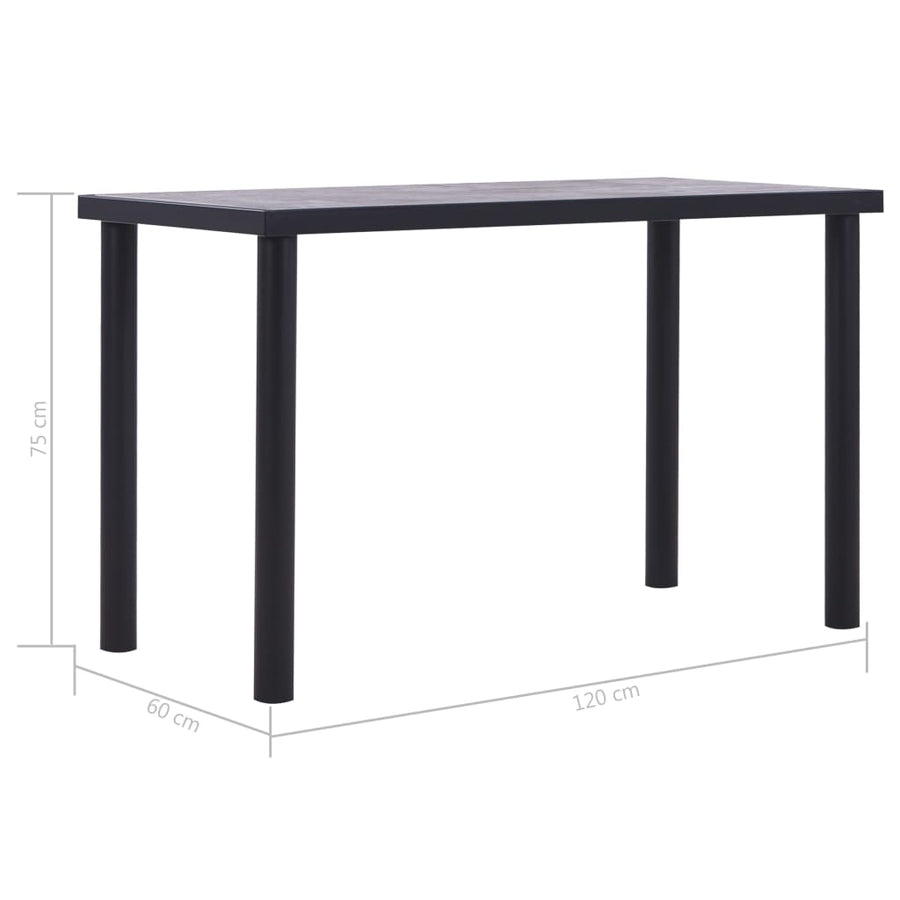 Eettafel Mdf Zwart En Betongrijs 120 x 60 x 75 cm