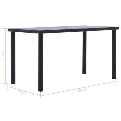 Eettafel 140x70x75 cm MDF zwart en betongrijs 140 x 70 x 75 cm
