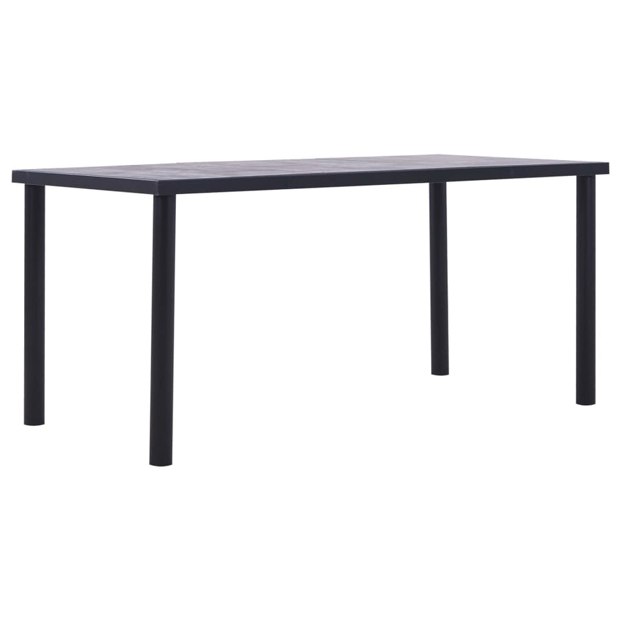Eettafel 160x80x75 cm MDF zwart en betongrijs 160 x 80 x 75 cm