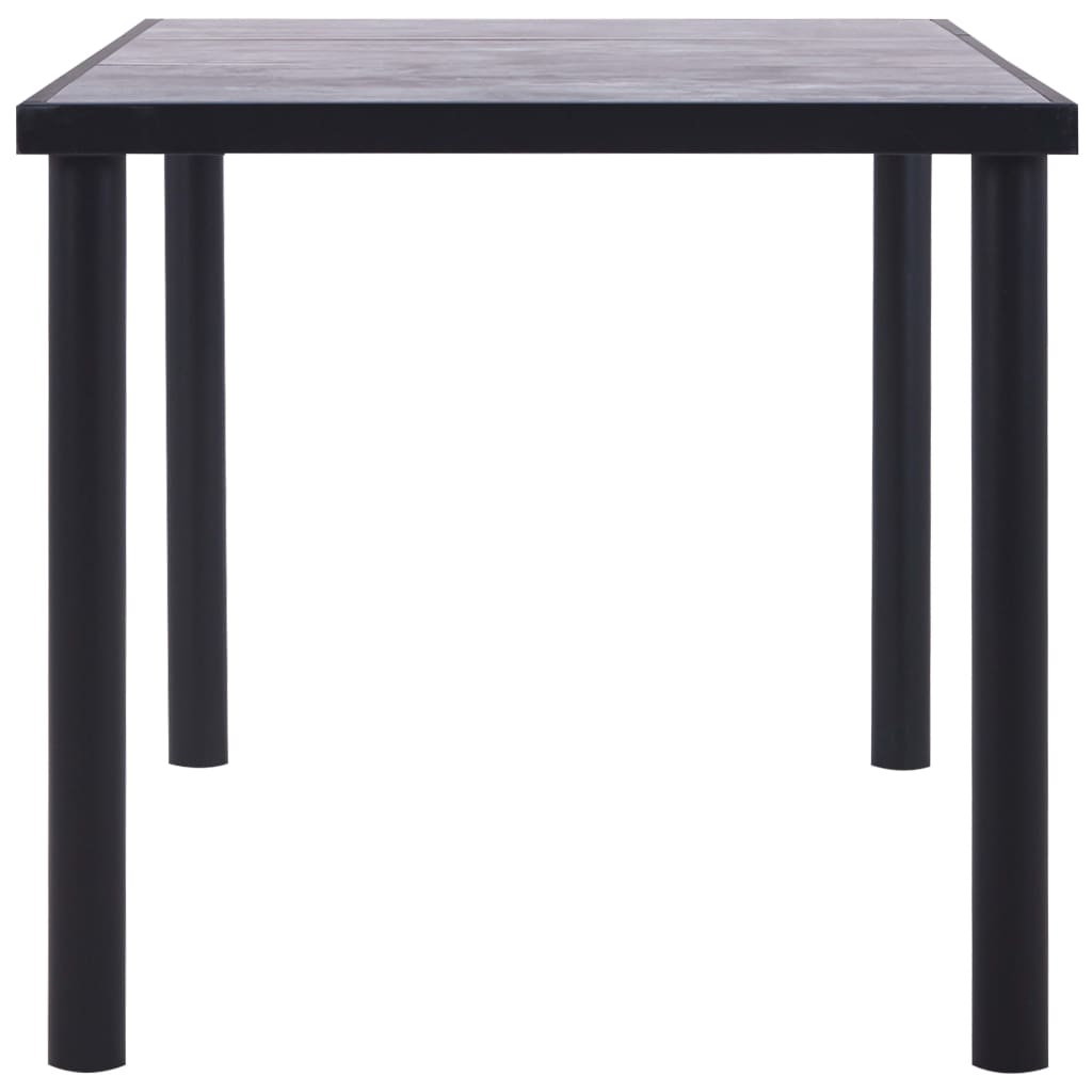 Eettafel 160x80x75 cm MDF zwart en betongrijs 160 x 80 x 75 cm