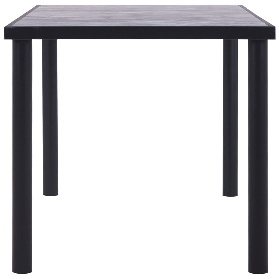 Eettafel 160x80x75 cm MDF zwart en betongrijs 160 x 80 x 75 cm