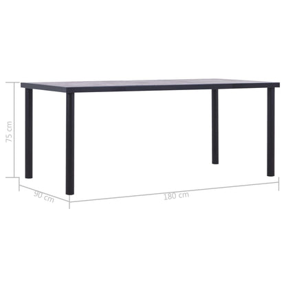 Eettafel 180X90X75 Cm Mdf Zwart En Betongrijs 180 x 90 x 75 cm