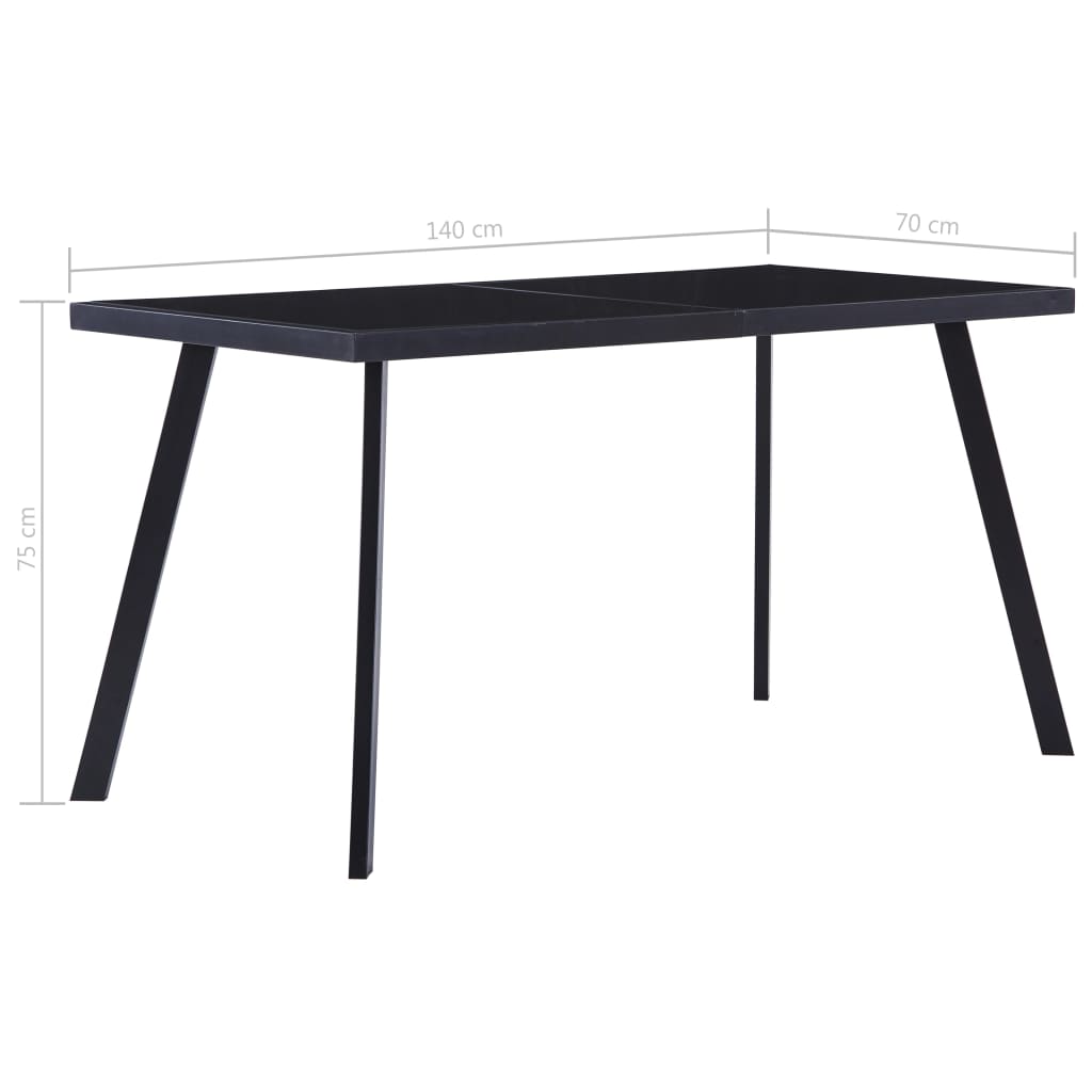 Eettafel 140x70x75 cm gehard glas zwart 140 x 70 x 75 cm Zwart
