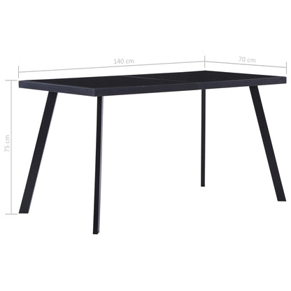 Eettafel 140x70x75 cm gehard glas zwart 140 x 70 x 75 cm Zwart