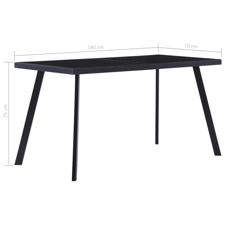Eettafel 140x70x75 cm gehard glas zwart 140 x 70 x 75 cm Zwart