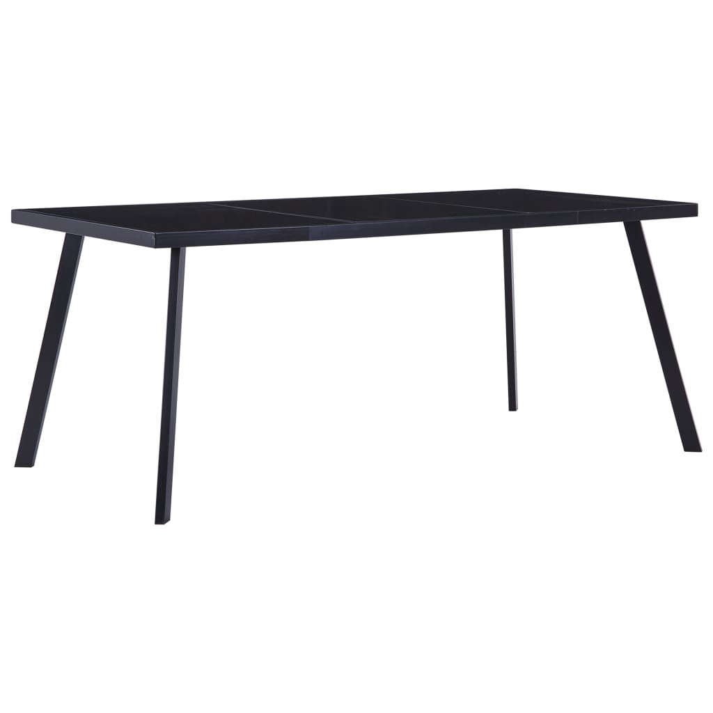 Eettafel 160x80x75 cm gehard glas zwart 160 x 80 x 75 cm Zwart