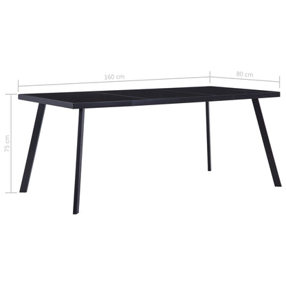 Eettafel 160x80x75 cm gehard glas zwart 160 x 80 x 75 cm Zwart