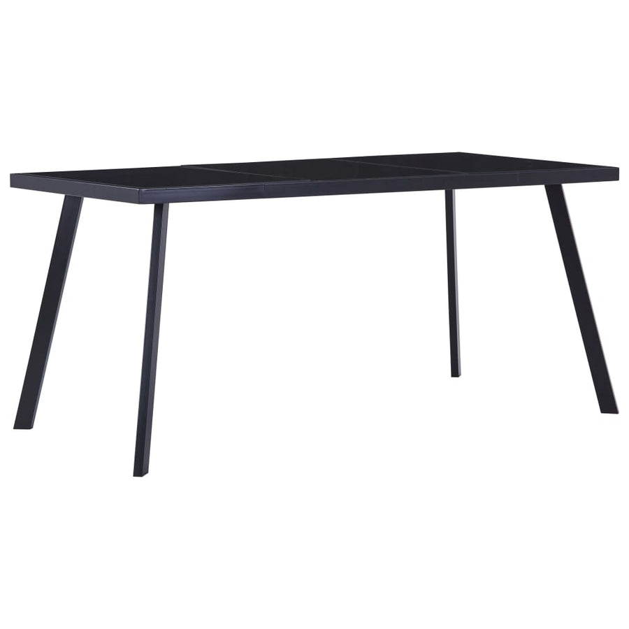 Eettafel 180x90x75 cm gehard glas zwart 180 x 90 x 75 cm Zwart