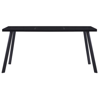 Eettafel 180x90x75 cm gehard glas zwart 180 x 90 x 75 cm Zwart