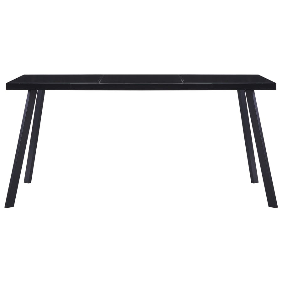 Eettafel 180x90x75 cm gehard glas zwart 180 x 90 x 75 cm Zwart