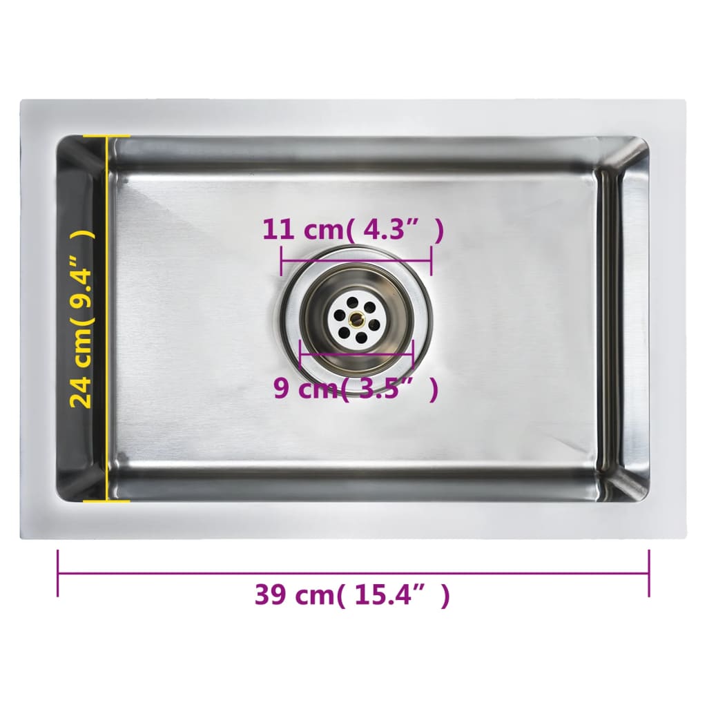 Gootsteen Handgemaakt Roestvrij Staal 44 x 29 x 20 cm Zilver