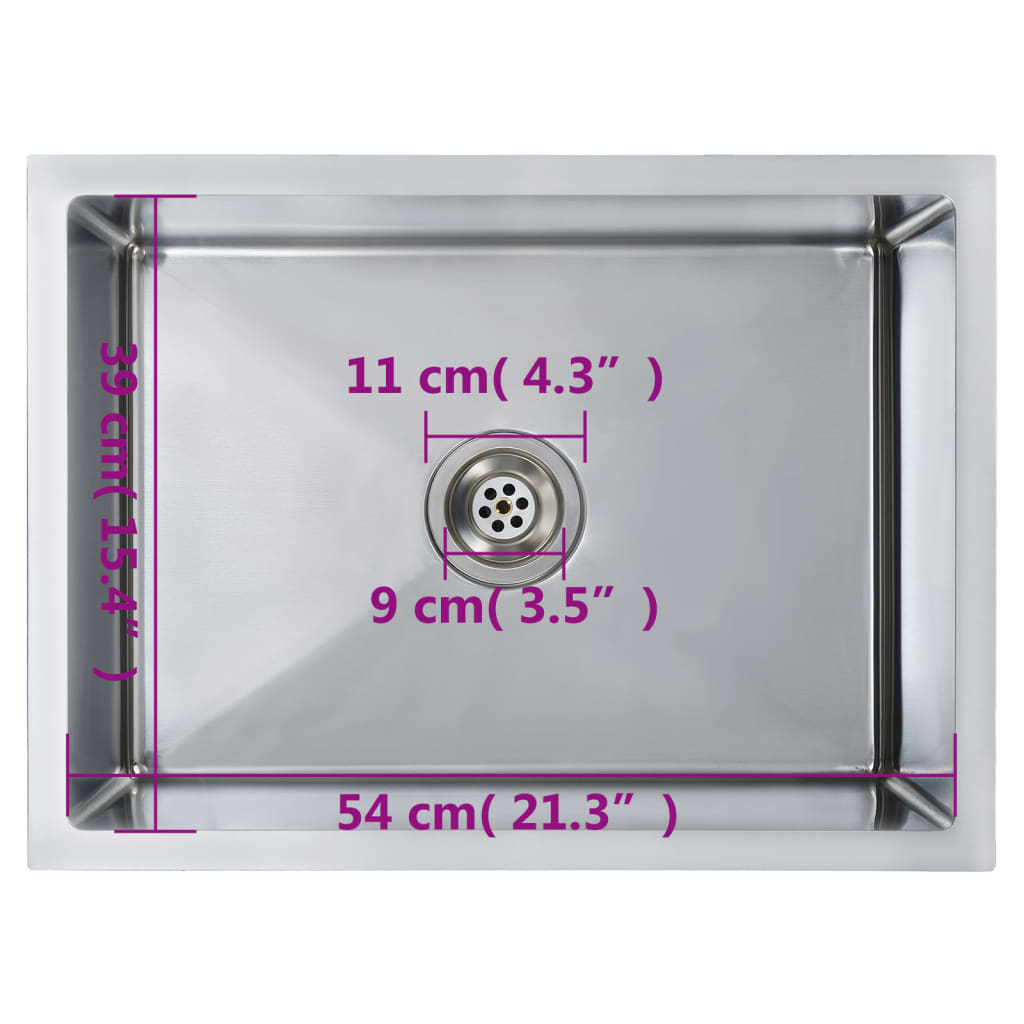 Gootsteen Handgemaakt Roestvrij Staal 59 x 44 x 20 cm Zilver