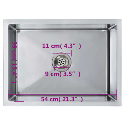 Gootsteen Handgemaakt Roestvrij Staal 59 x 44 x 20 cm Zilver