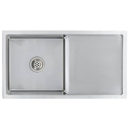 Gootsteen Handgemaakt Roestvrij Staal 87 x 44 x 20 cm (een gootsteen en wasbord) Zilver