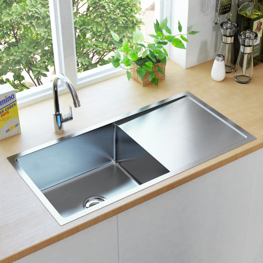 Gootsteen Handgemaakt Roestvrij Staal 87 x 44 x 20 cm (een gootsteen en wasbord) Zilver