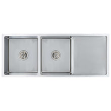 Gootsteen Handgemaakt Roestvrij Staal 111.5 x 44 x 20 cm (twee gootstenen en wasbord) Zilver