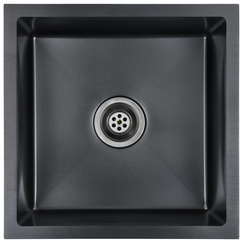 Gootsteen Handgemaakt Roestvrij Staal 44 x 44 x 20 cm Zwart